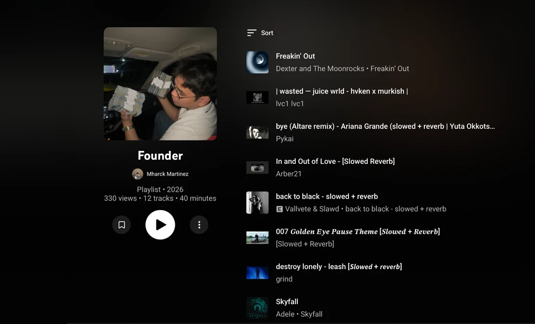 Founder playlist on YouTube Music